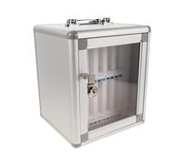 UKCOCO Caja de Seguridad para Teléfono Celular con Cerradura 12 Ranuras Estructura de Aleación de Aluminio Transparente con Asa Portátil para Almacenamiento Seguro Aulas y Oficinas