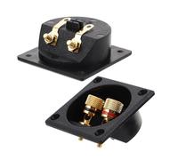 UKCOCO Caja de Terminales de Altavoz de Cobre Puro 57x57 Mm, Bloque de Conexiones Cuadrado para Subwoofer y Sistemas de Audio de Coche, 1 Par, Conectores de Cable y Tornillo para Alta