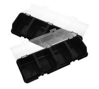UKCOCO Caja organizadora de ferretería 2 Unidades, plástico Resistente Negro, 4 Compartimentos con Tapa Transparente, Organizador de Tornillos y Piezas pequeñas para Taller y Garaje