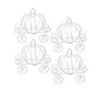 UKCOCO Cajas de Obsequio para Boda 4 Piezas Forma de Carruaje de Calabaza de Hierro Blanco, Decoración de Centro de Mesa para Fiestas y Eventos, Caja Decorativa para Dulces de Princesa