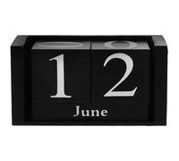 UKCOCO Calendario Perpetuo de Madera Negro para Mesa Decorativa Estilo