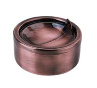 UKCOCO Cenicero con Tapa Resistente Al Viento, Acero Inoxidable, Tamaño Mediano, Color Cobre, para Interiores y Exteriores, Almacenamiento De Ceniza, Diseño Automático De Apertura, 1 Unidad