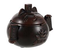 UKCOCO Cenicero Pequeño de Cerámica con Tapa a Prueba de Viento, Diseño Maneki Neko Gato Suerte, Accesorio Decorativo Hogar y Oficina, Bandeja Porta Cenizas Portátil para Sala y Jardín