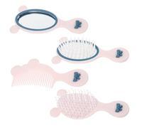 UKCOCO Cepillo Desenredante para Pelo Pequeño Infantil, Peine Decorativo Blanco, Espejo de Mano para Niña, Set de 4 Piezas Portátil para Cuidado y Peinado en Casa y Viajes