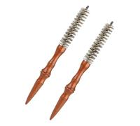 UKCOCO Cepillo Redondo Mini Espiral para Peinar el Cabello Rizado, 2 Unidades Grandes con Mango de Madera, Cerdas Antiestáticas para Levantar Flequillo, Secado con Secador y Cuidado