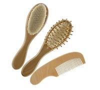 UKCOCO Cepillo y Peine para Bebés Cepillo de Pelo de Lana y Peine de Madera Cuidado Infantil Accesorios para Recién Nacidos
