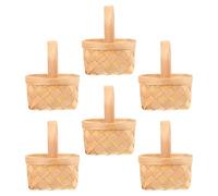 UKCOCO Cesta Tejida a Mano de Madera Grande 9x6,5x5 Cm 6 Unidades con Asa para Obsequio de Boda Decoración Rústica Centro de Mesa Almacenamiento