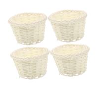 UKCOCO Cestas de Almacenamiento en Miniatura Tejidas de Color Claro Redondas 4 Piezas para Decoración de Casas de Muñecas, Accesorios para Picnic, Flores y Manualidades, Ideales