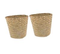 UKCOCO Cestas De Basura Hogar Tejidas Hierba Marina, Tamaño Mini, Cesta De Almacenamiento Pequeña, Papelera Bohemia Multifuncional, Organizadora Para Baño y Dormitorio, Set De 2 Unidades