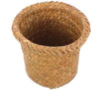UKCOCO Cesto de Basura Tejido, Cesta de Almacenamiento Tejida, Naranja, Hierba Marina E Hierro, Hecho a Mano, Resistente, para Lavanderías y Cuartos de Servicio