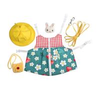 UKCOCO Chaleco Antiescape para Conejo con Correa de Tracción Accesorio para Paseo al Aire Talla Verde Floral Completo con Gancho para Leash Color Aleatorio Color Aleatorio