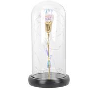 UKCOCO Clavel Eterno bajo Cúpula de Cristal Base Plana, Decoración de Escritorio para Interiores, Adorno Día Madre, Obsequio Original Flores Preservadas y Decoración de Escena