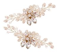 UKCOCO Clips para Zapatos de Novia Perlas y Gemas de Imitación, Accesorios para Zapatos Elegantes, Par de Apliques Decorativos Reutilizables para Tacones Altos en Bodas y Fiestas