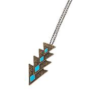 UKCOCO Collar Colgante Retro Triangular Azul Joyas Minimalistas para Mujer Collar Exagerado de Moda Accesorio Vintage Largo para Decoración de Cuello Obsequio Día Madre