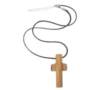 UKCOCO Collar de Cruz de Madera Tallada a Mano, Colgante Religioso para Hombres y Mujeres, Joyas Cruzadas Espirituales Hipoalergénicas, Accesorio de Fe para Eventos Religiosos