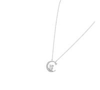 UKCOCO Collar De Plata Con Colgante De Conejo Tierno Cadena Decorativa Con Estrellas y Luna Gargantilla Con Rhinestones Para Mujer y Niñas