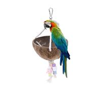 UKCOCO Columpio para Loro De Cáscara De Natural Colores Nido Colgante Pequeño para Masticar Juguete De Madera Seguro con Cuerda De Algodón Accesorio para Jaulas De Aves
