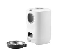 UKCOCO Comedero Automático para Mascotas Voz Inteligente Dispensador de Comida Seca Tazón de Comida para Mascotas 4.5l Blanco Abs Acero Inoxidable y PC Carga USB para Perros y Gatos