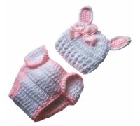 UKCOCO Conjunto de Crochet Accesorio Cómodo para Recién Nacido Disfraz de Conejo Adorable de Algodón para Fotografía en Baby Shower y Uso Diario