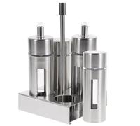 UKCOCO Contenedores de Almacenamiento de Especias Inoxidable con Base Botellas Transparentes para Sal Pimienta Salsa y Vinagre Práctico para Cocina