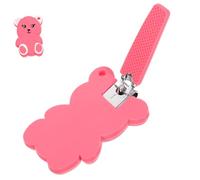 UKCOCO Cortaúñas para Bebés Manual Diseño Animal, Acero al Carbono y Silicona, Seguro y Antideslizante, Adecuado para Recién Nacidos y Niños Pequeños, Cuidado y Aseo Infantil, Modelo Oso Rosa