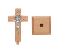 UKCOCO Cruz Católica de Mesa de Madera Base Desmontable para Oración
