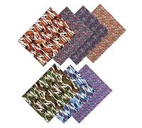 UKCOCO Cuadrados de Tela de Algodón para Patchwork Floral Retro y Camuflaje, 7 Piezas Precortadas de 50x40 Cm, Tela Estampada para Manualidades, Costura, Scrapbooking y Decoración Hogar