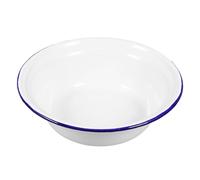 UKCOCO Cuenco de Esmalte Retro 22 Cm Blanco Liso para Sopa y Ensaladas, Recipiente Multiuso para Almacenar Alimentos, Cuenco Vintage para Cocina y Comedor, Tazón de Mezcla Resistente