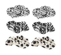 UKCOCO Cuerdas Pelo Estampado de Cebra y Vaca 6 Piezas Tamaño Medio para Niñas y Mujeres Uso Diario y Fiestas Coleteros Decorativos de Peluche