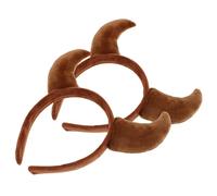 UKCOCO Diadema Gótica Cuernos de Peluche 2 Piezas Color Marrón Oscuro Accesorio para Cosplay y Halloween Tocado Divertido para Fiestas y Cuidado Facial