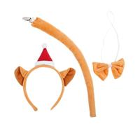 UKCOCO Diadema Navideña De Gato Con Orejas y Rabo Gorro De Papá Noel y Pajarita Accesorios De Felpa Para Fiestas Navideñas y Cosplay