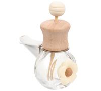 UKCOCO Difusor de Aroma para Coche Botella Vacía de Cristal y Madera Frasco Decorativo Reutilizable Color Beige Leche Diseño Floral Ambientador para Rejilla de Ventilación Accesorio