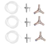 UKCOCO Distribuidor para Bomba de Oxígeno de Peceras Válvula de Retención, Acero Inoxidable, Kit de 9 Piezas Mangueras Transparentes para Acuarios y Tanques de Cría