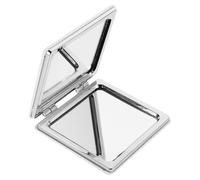 UKCOCO Espejo de Maquillaje Portátil Plegable con Doble Cara y Aumento 2X | Diseño en Forma de Corazón con Lazo, Cubierta Exterior PU, Cristal y ABS, Blanco, para Oficina y Viaje