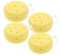 UKCOCO Esponjas de Baño Exfoliantes Circulares 4 Piezas Amarillas, Esponja de Lufa para Ducha Corporal, Accesorio para Limpieza y Cuidado