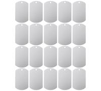 UKCOCO Etiquetas de Aluminio para Orejas de Ganado y Perros, 20 Unidades, 50x30 Mm, Placas Metálicas en Color Plata, Ideales para Identificación y Grabado Personalizado en Granja