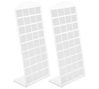UKCOCO Expositor de Pendientes de Pie Plástico Blanco 72 Agujeros, Organizador de Joyas Compacto para Exhibición Minorista y Almacenamiento Ordenado, Juego 2 Piezas para Tienda y Hogar
