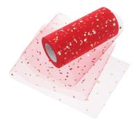 UKCOCO Falda de Mesa de Gasa Roja Lentejuelas Doradas 15 Cm X 25 Yardas Falda Decorativa para Bodas y Fiestas de Fiesta Ligera y Moderna