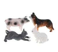 UKCOCO Figuras de Animales de Granja Realistas Juego Educativo Infantil Set de 4 Minifiguras de Conejo Cerdo Perro y Gato de Plástico para Decoración de Fiestas Navideñas y Pascua