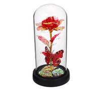 UKCOCO Flor Preservada Rosa Eterna Cúpula de Cristal, Luces LED Decorativas, Doble, Decoración Artesanal para Dormitorio y Hogar, Adorno Romántico San Valentín, Obsequio Creativo