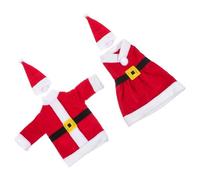 UKCOCO Fundas para Botellas Navideñas 2 Piezas Diseño Papá Noel para Decoración de Vino Tinto Protector de Botella de Tela Temática Navideña para Fiestas y Ambiente Festivo