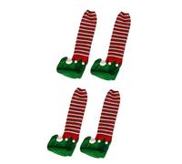 UKCOCO Fundas para Patas de Mesa Navideñas 4 Piezas, Protector de Patas de Silla de Tela, Diseño de Elfo Verde a Rayas, Cubiertas Decorativas para Muebles en Fiestas de Navidad