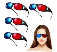 UKCOCO Gafas 3D Rojo y Azul 5 Gafas de Plástico para Uso en Televisión y Proyector, Compactas y Cómodas para Cine en Casa