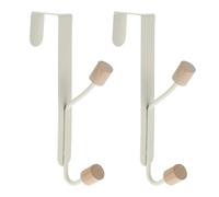 UKCOCO Ganchos de Pared Trasera para Puertas sin Perforaciones 2 Piezas, Gancho Doble de Metal y Madera, Colgador Creativo para Ropa, Toallas y Bolsos, Almacenamiento Práctico para Hogar