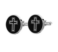 UKCOCO Gemelos Masculinos de Acero de Diseño Cruzado, 1 Par, Color Negro, Accesorios de Ropa para Camisas Formales y Uso Diario