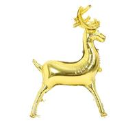 UKCOCO Globo Inflable de Reno Grande 4d de Película de Aluminio Dorado Base Integrada para Decoración Navideña y Accesorios para Fotos en Fiestas de Navidad