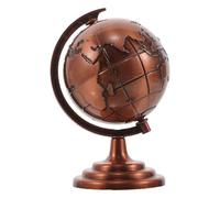 UKCOCO Globo Terráqueo Pequeño Giratorio de Metal en Color Rojo Cobre Vintage, Adorno Decorativo para Escritorio de Oficina, Decoración Vintage para Hogar y Espacio Educativo, Mini Globo
