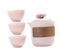 UKCOCO Gongfu Set Cerámica Rosa Portátil con Tetero y Tazas para Oficinas para Negocios