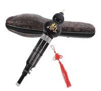 UKCOCO Hulusi Clave C para Adultos Instrumento Musical Étnico de Viento Cuerpo de Resina y Doble Tono de Cuproníquel Color Negro Estuche de Cuero Adecuado para Color