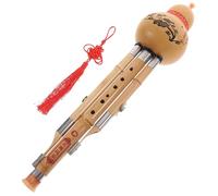 UKCOCO Hulusi Tradicional Chino de Bambú Hecho Mano Instrumento Étnico de Calabaza Natural con Lengüeta de Aleación para Tono Puro Clave C para Principiantes y Amantes Música Patrón